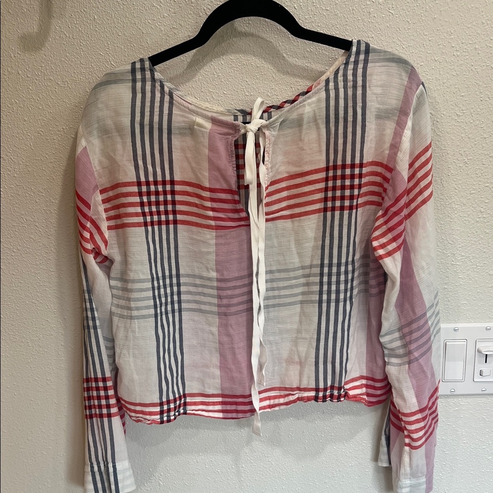 Cloth & Stone Multicolor Plaid Blouse SZ Med - Picture 5 of 5